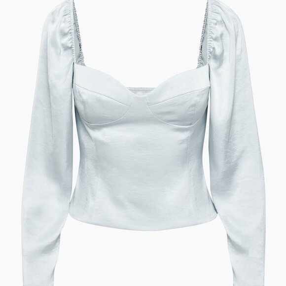 Aritzia Wilfred Novella Satin Blouse Silver Size Large - Picture 1 of 4